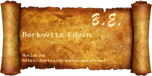 Berkovits Edvin névjegykártya